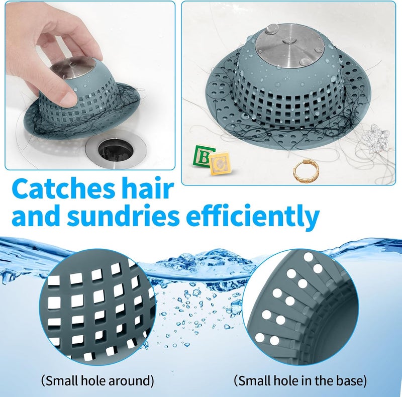 Aluvor Shower Drain Hair Catcher, Bathtub Drain Cover Foldable Silicone Shower & Tub Protector for Pop-Up & Regular Drains - Image 5